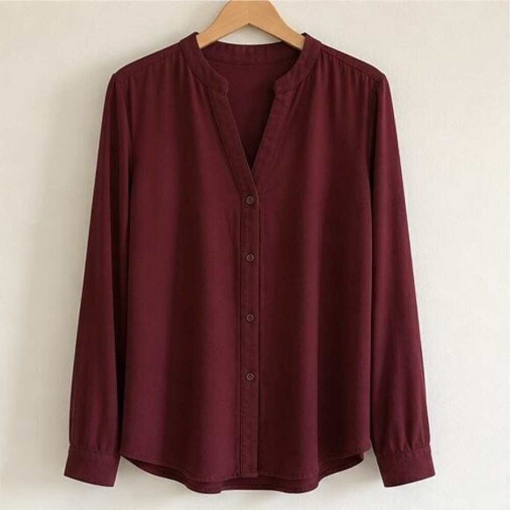 Burgundy Tie Neck Blouse